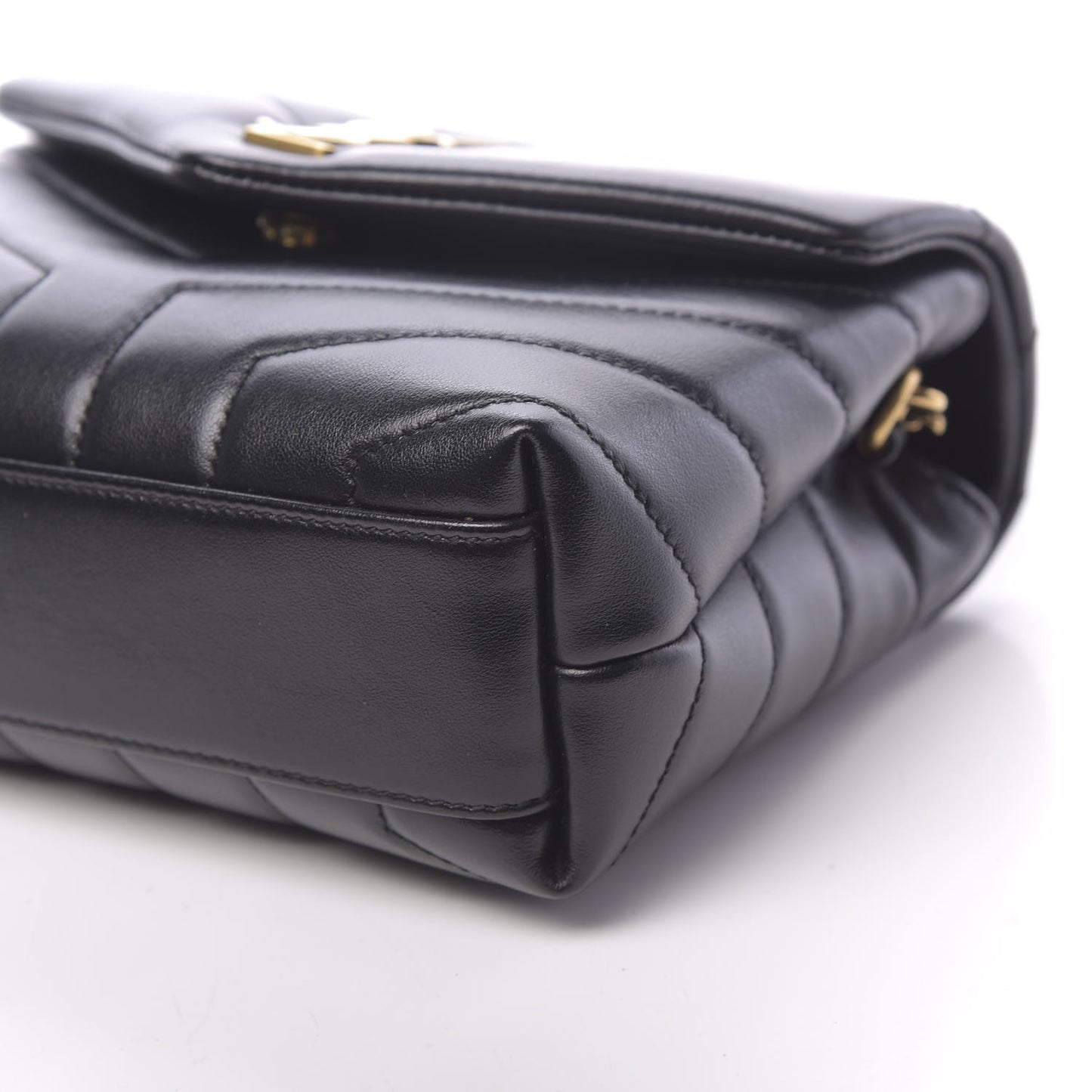 Calfskin Y Quilted Monogram Toy Loulou Crossbody Bag Black