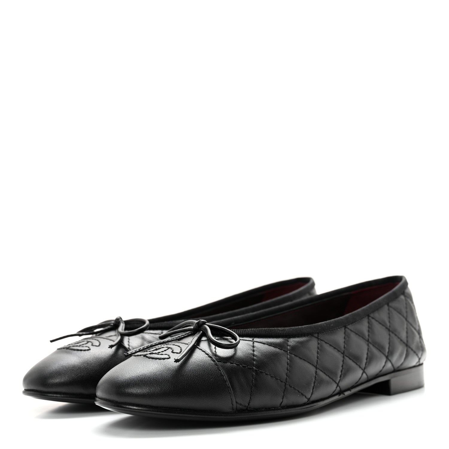 Chanel Aged Calfskin Quilted CC Cap Toe Ballerina Flats 39.5 Black 3 of 14