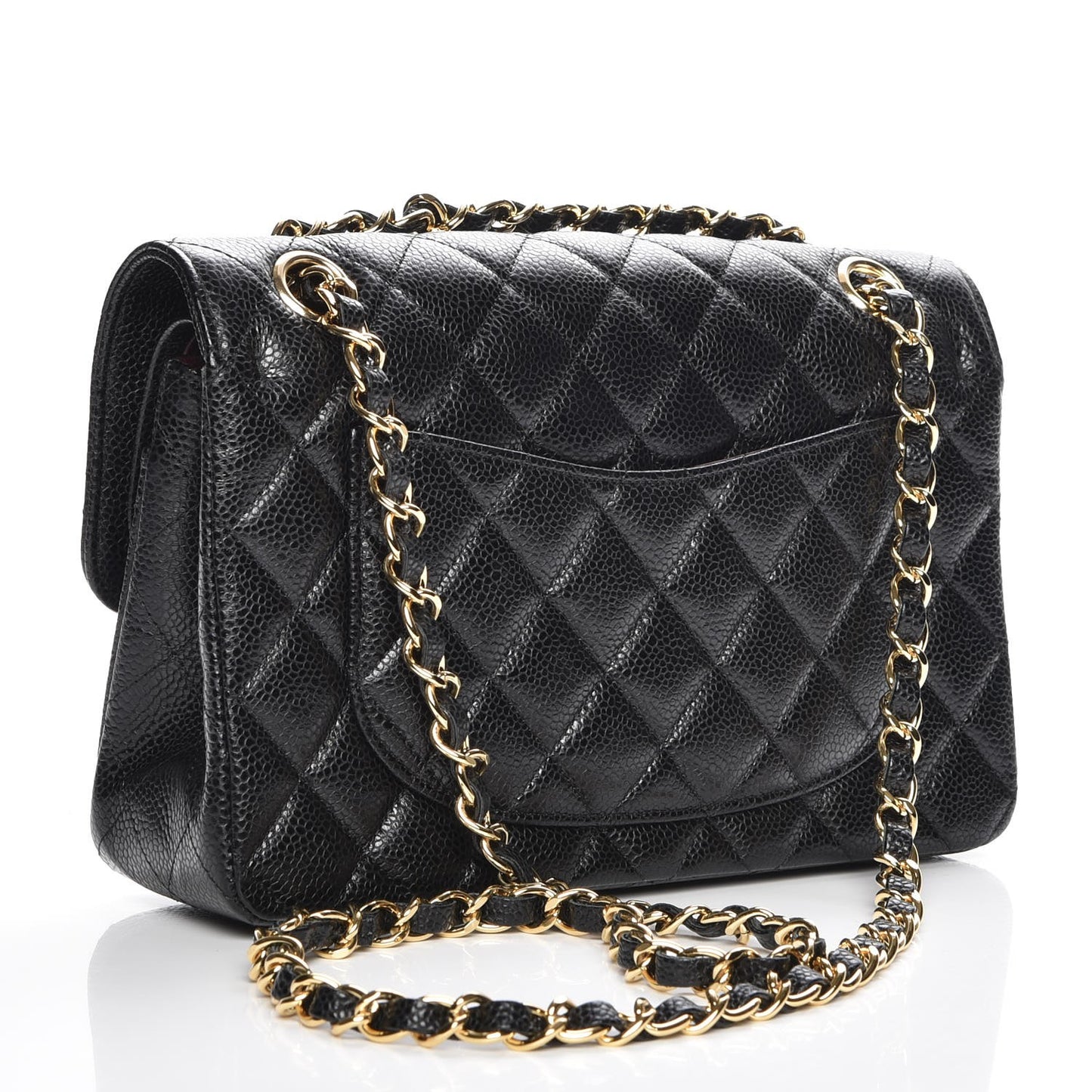 Caviar Quilted Small Double Flap Black