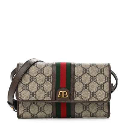 Gucci X BALENCIAGA BB Supreme Monogram Web Ophidia Crossbody Wallet Beige New Acero 1 of 12