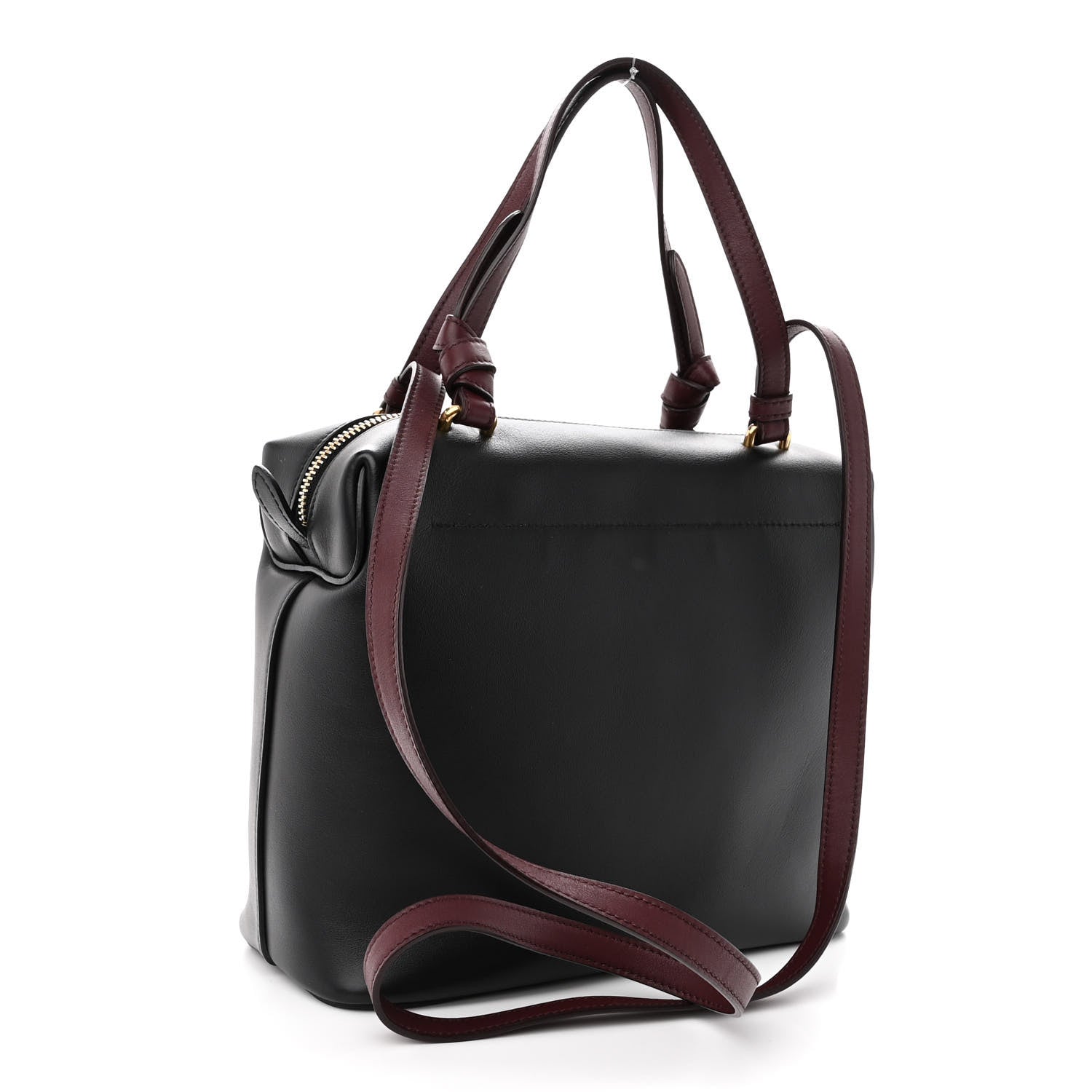 Celine Lambskin Small Soft Cube Satchel Black Burgundy 3 of 9