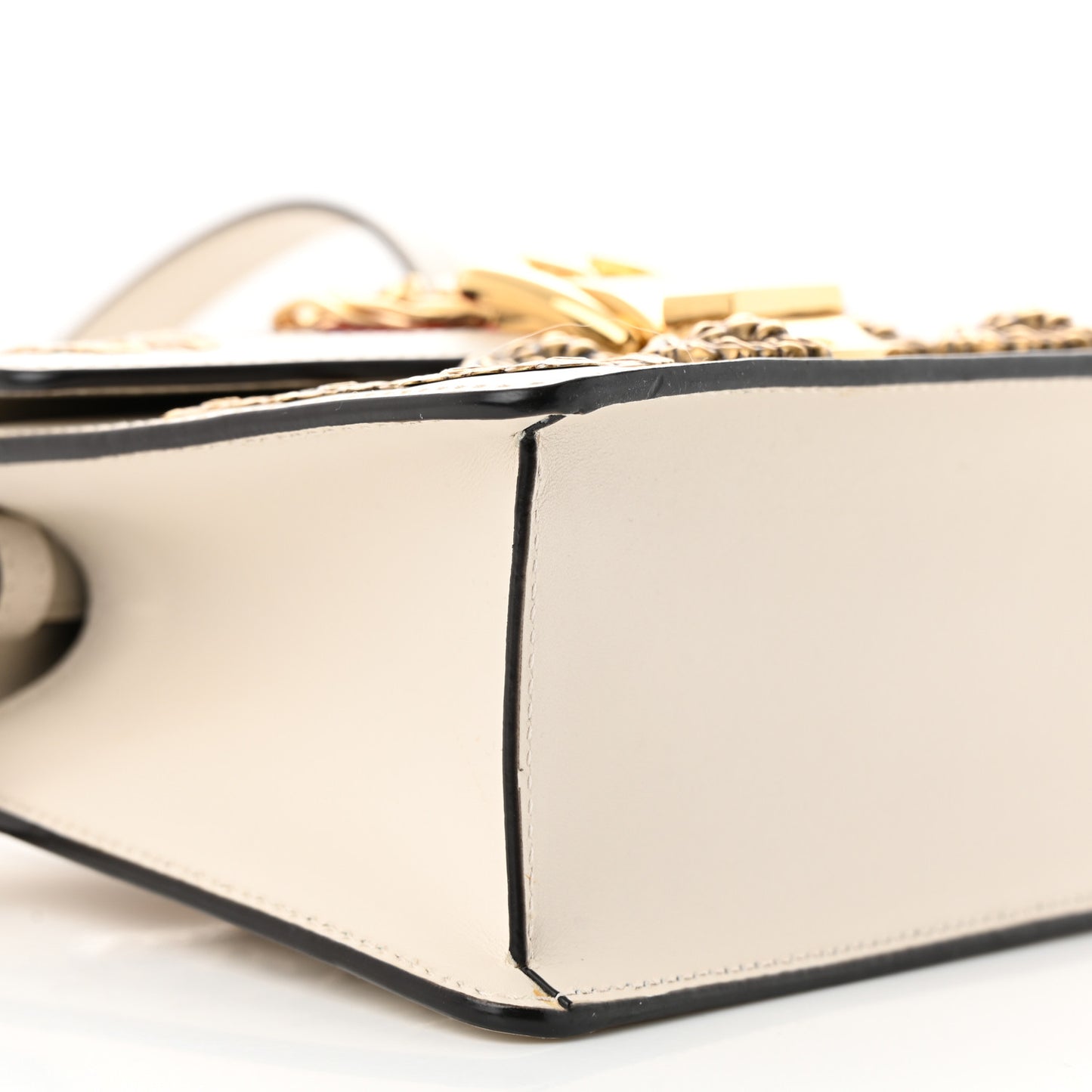 Calfskin Animal Studs Mini Sylvie Top Handle Bag White