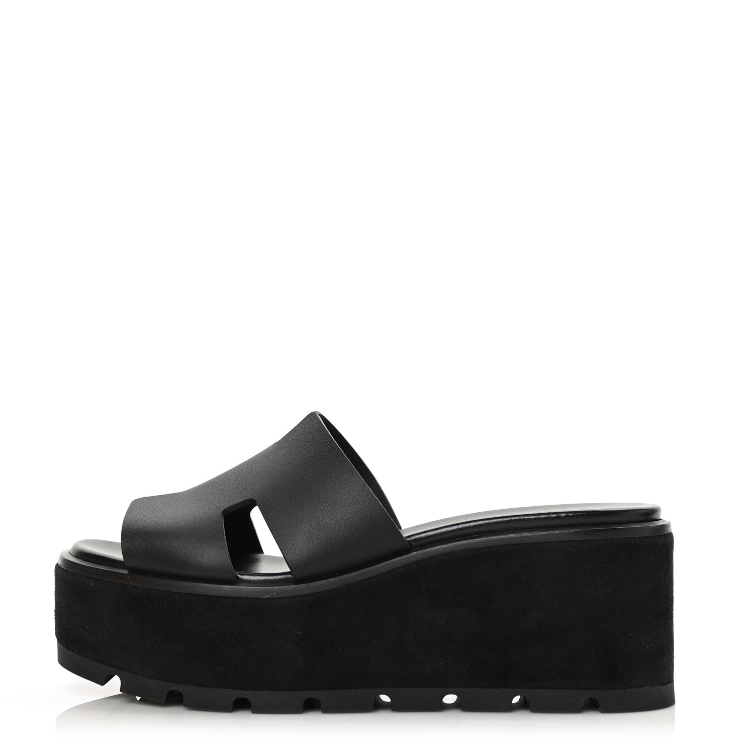 Hermes Calfskin Suede Eze 30 Sandals 37 Black 1 of 9