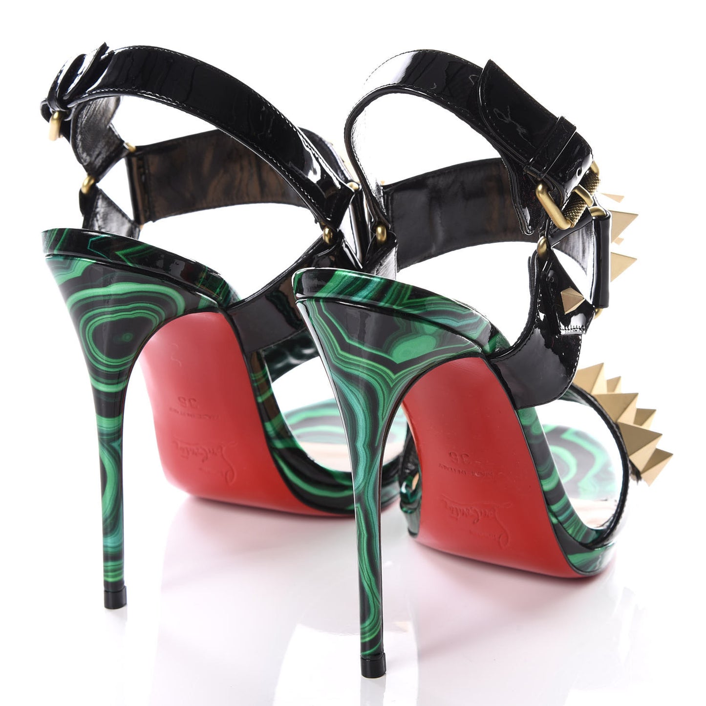 Patent Malachite Miziggoo Spiked 120 Sandals 36 Vert