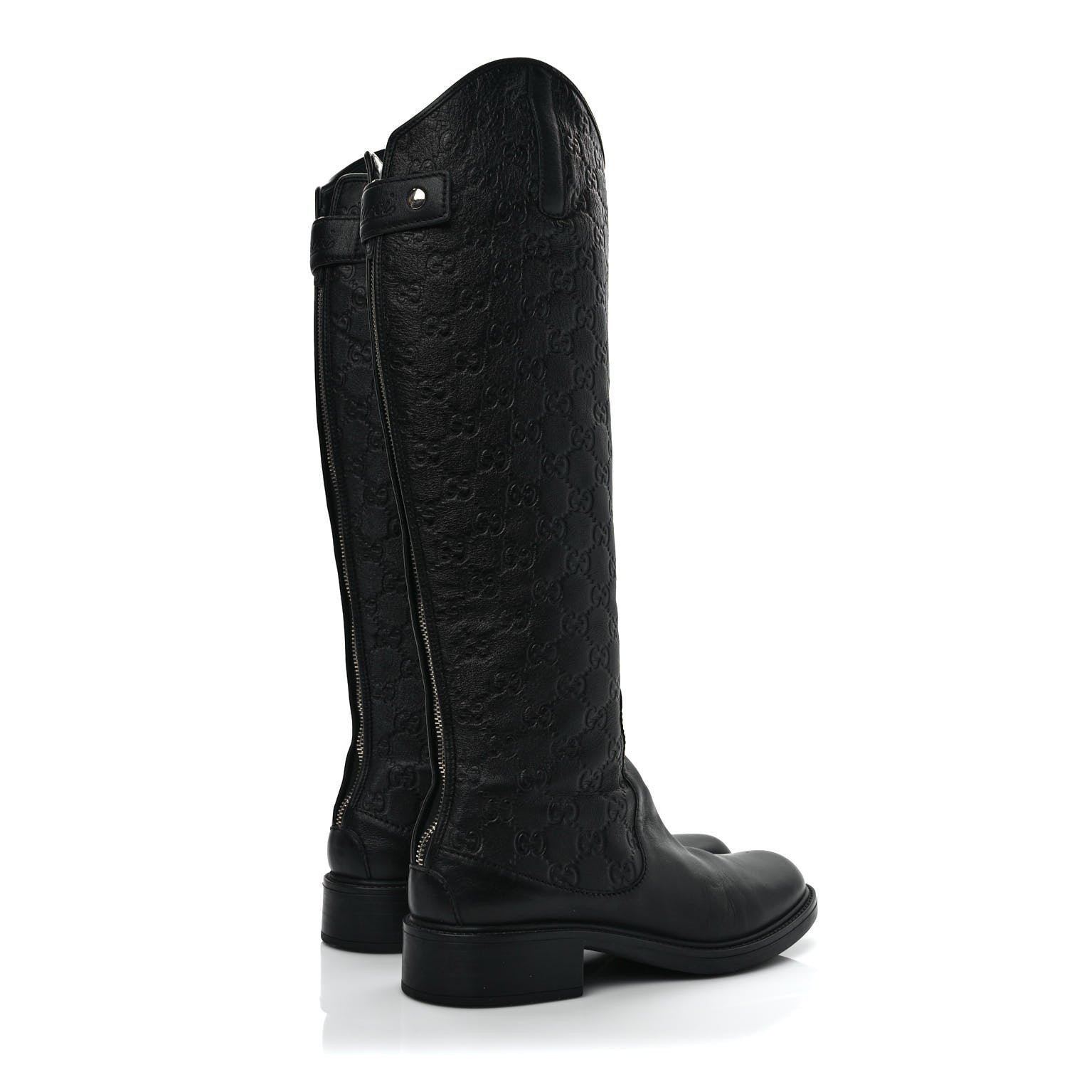 Gucci Guccissima Calfskin Miro Soft Knee High Riding Boots 38 Black 4 of 10