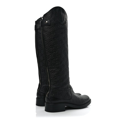 Gucci Guccissima Calfskin Miro Soft Knee High Riding Boots 38 Black 4 of 10