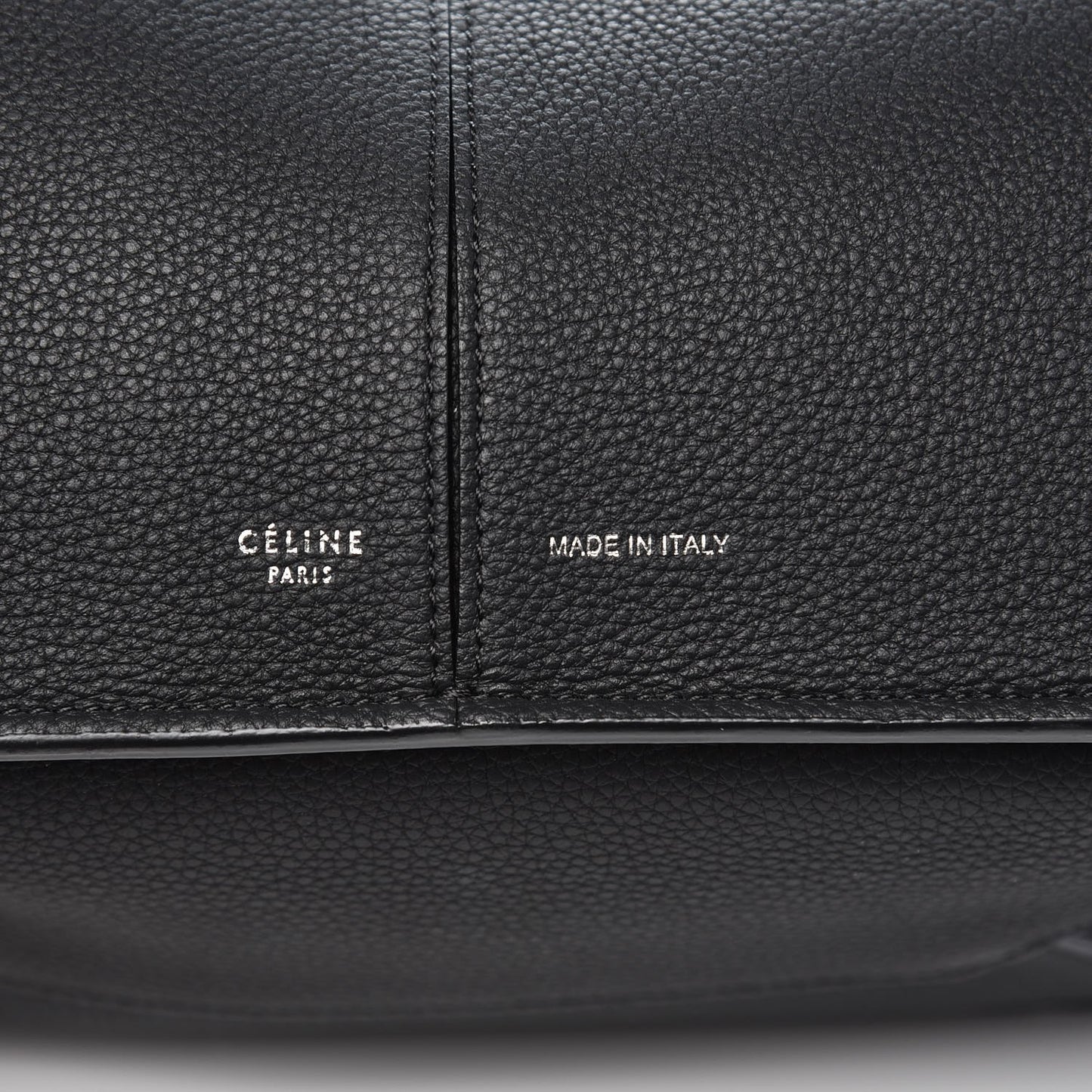 Baby Grained Calfskin Medium Tri-Fold Bag Black