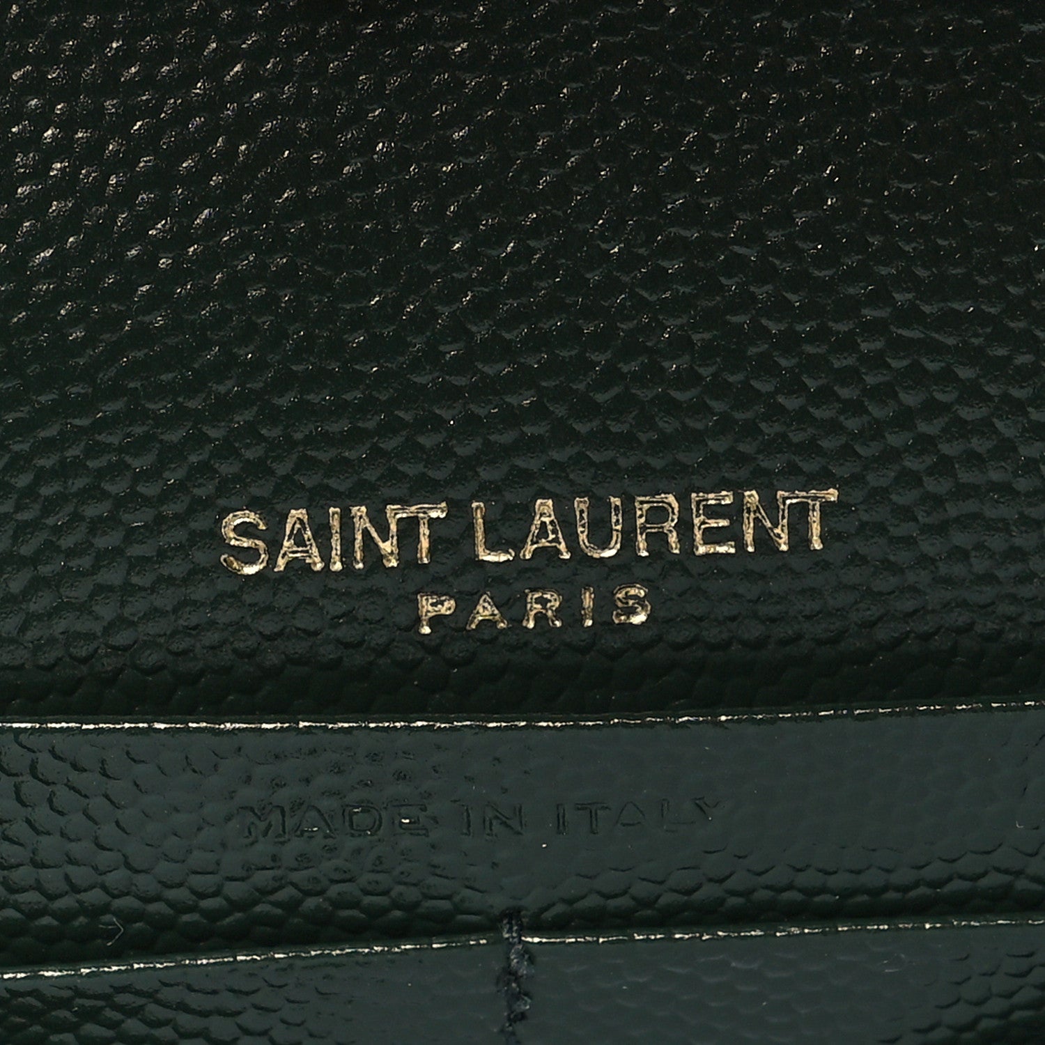 Saint Laurent Grain De Poudre Matelasse Chevron Monogram Chain Wallet Dark Green 7 of 10