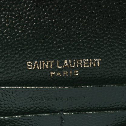 Saint Laurent Grain De Poudre Matelasse Chevron Monogram Chain Wallet Dark Green 7 of 10