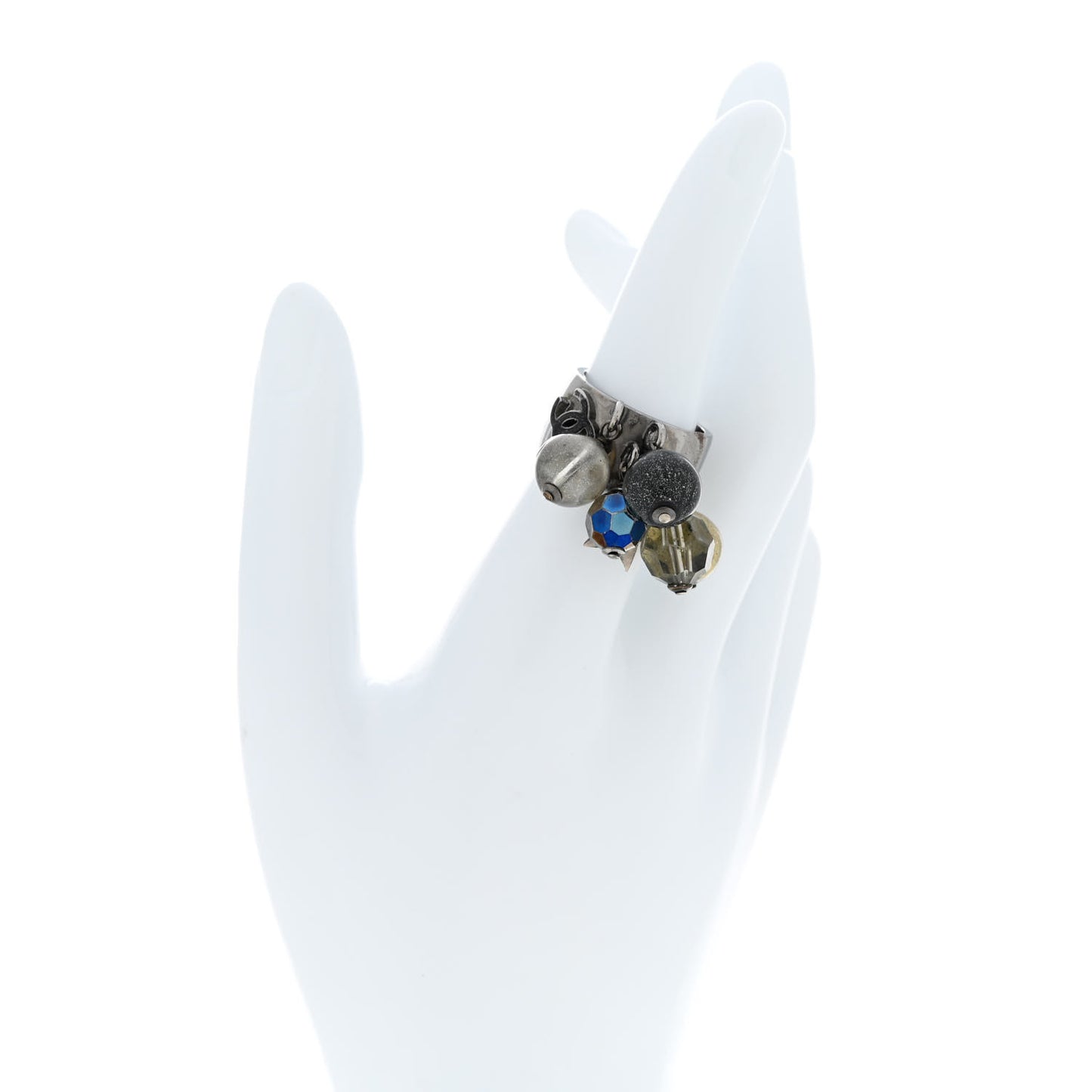Ruthenium Beaded CC Star Ring 6.25