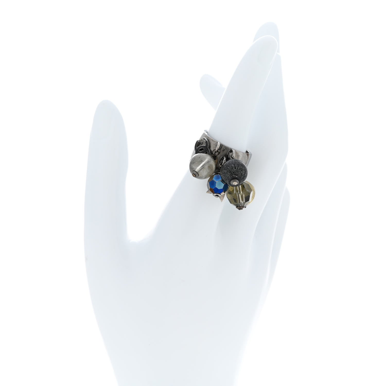 Chanel Ruthenium Beaded CC Star Ring 6.25 2 of 4