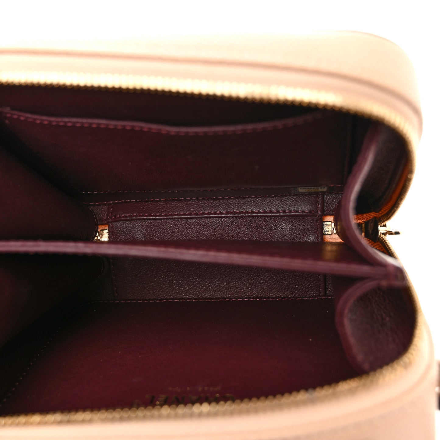 Caviar Quilted Small CC Filigree Vanity Case Beige Black