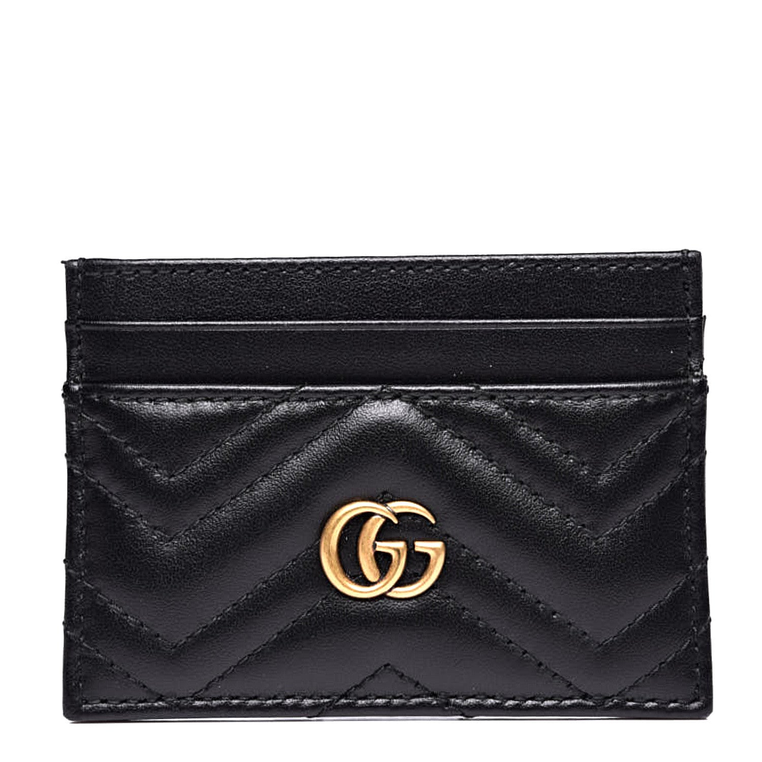 Gucci Calfskin Matelasse GG Marmont Card Holder Black 1 of 9