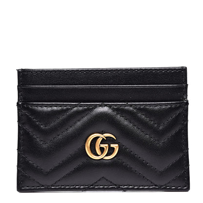 Gucci Calfskin Matelasse GG Marmont Card Holder Black 1 of 9