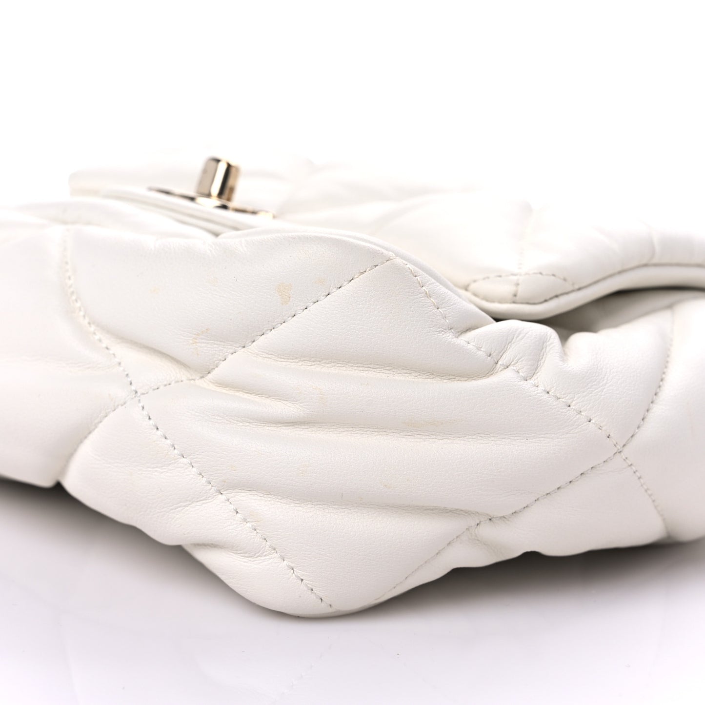 Calfskin Quilted Mini Square Bubbly Flap White