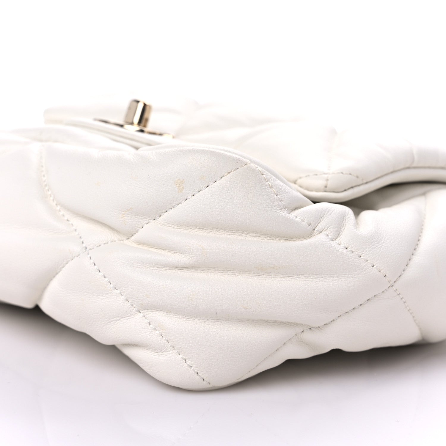 Chanel Calfskin Quilted Mini Square Bubbly Flap White 9 of 16