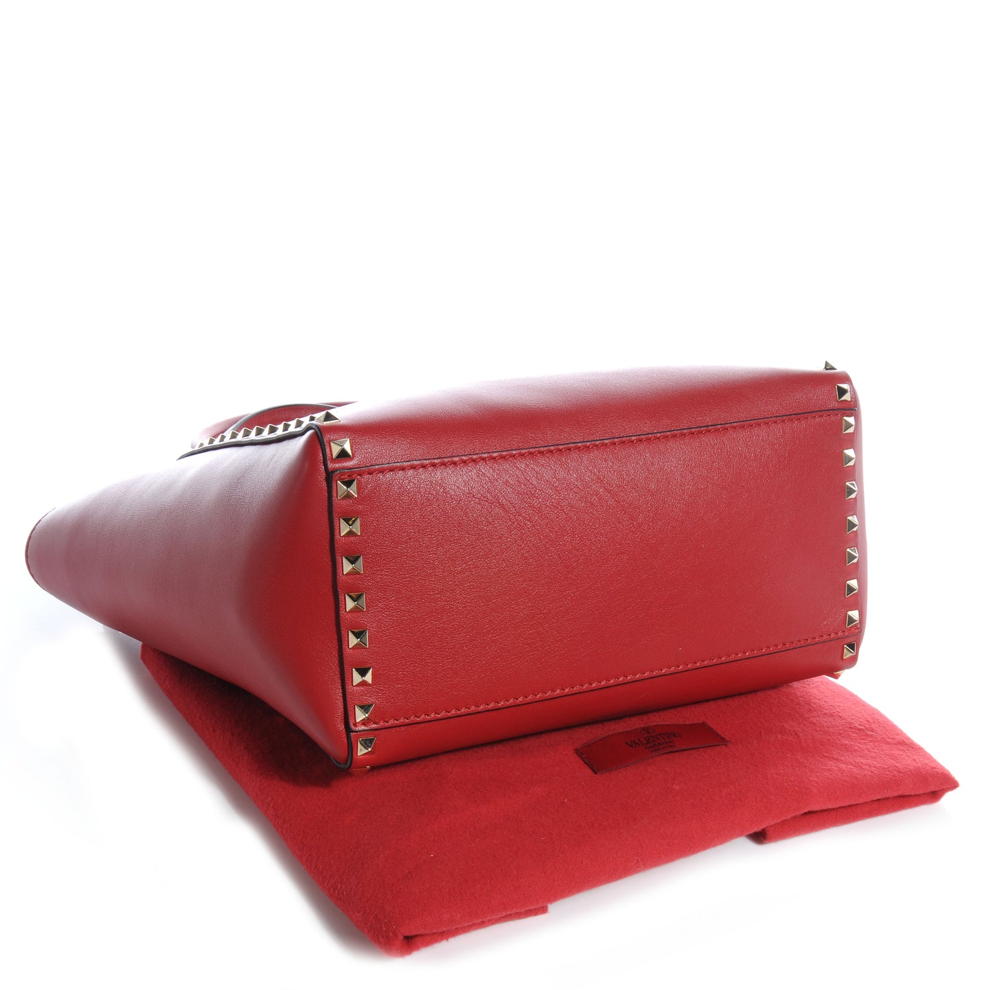 Vitello Rockstud Double Handle Tote Rosso Valentino