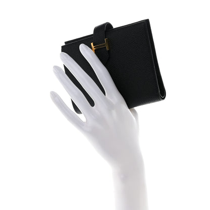 Hermes Epsom Bearn Compact Wallet Black 2 of 7