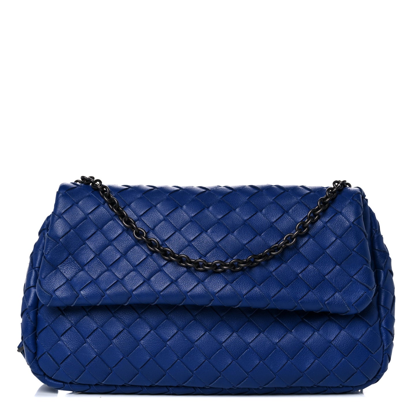 Nappa Intrecciato Small Chain Crossbody Cobalt