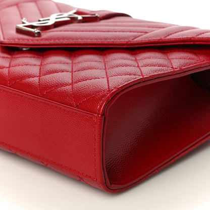 Saint Laurent Grain De Poudre Textured Mixed Matelasse Triquilt Medium Monogram Satchel New Red 11 of 11