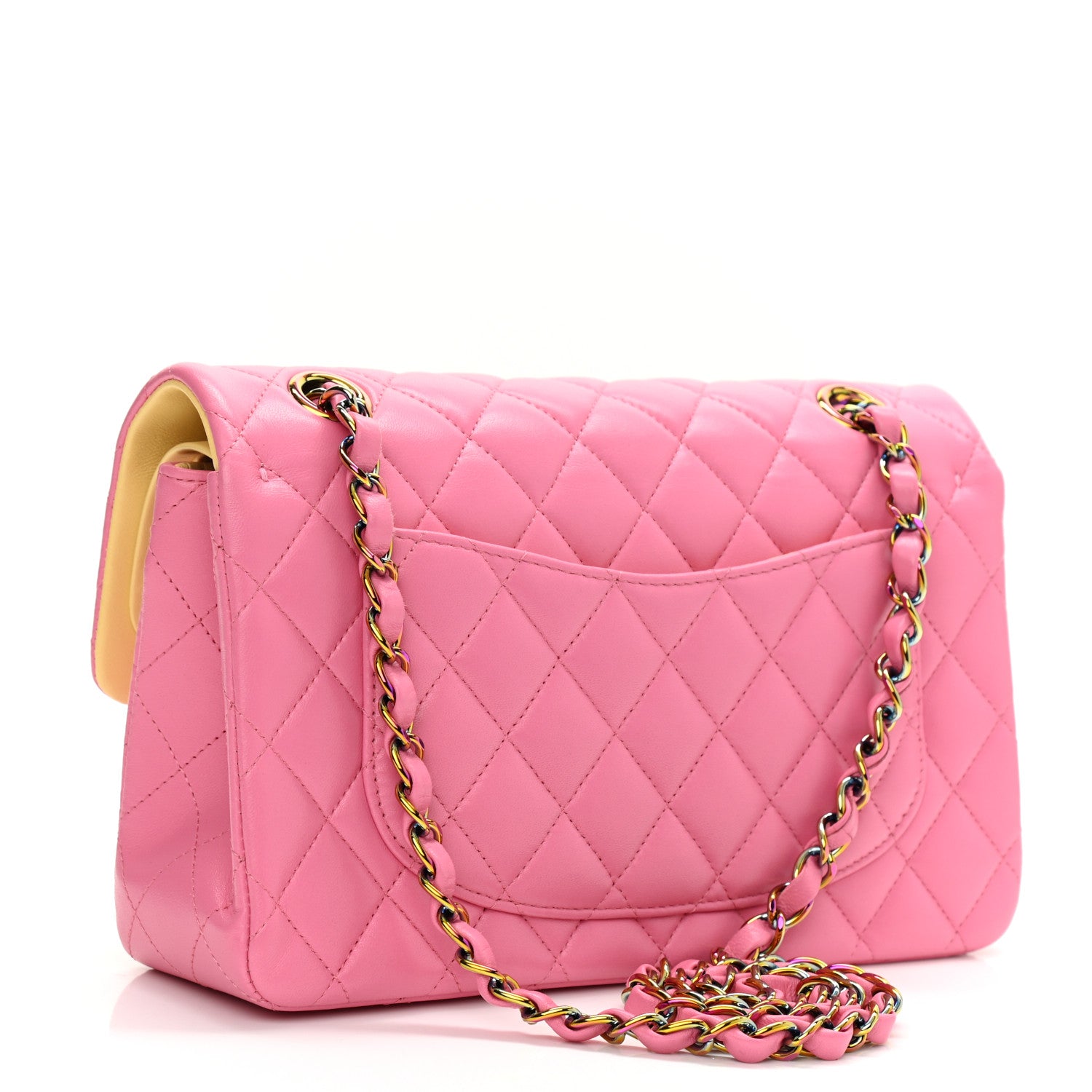 Chanel Lambskin Quilted Small Double Flap Pink Yellow 3 of 8
