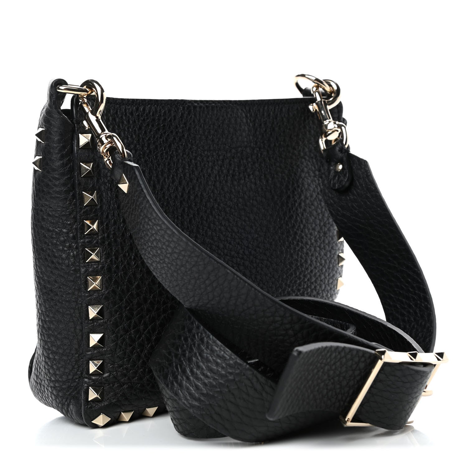 Valentino Garavani Pebbled Calfskin Mini Rockstud Flip-Lock Messenger Bag Black 2 of 4