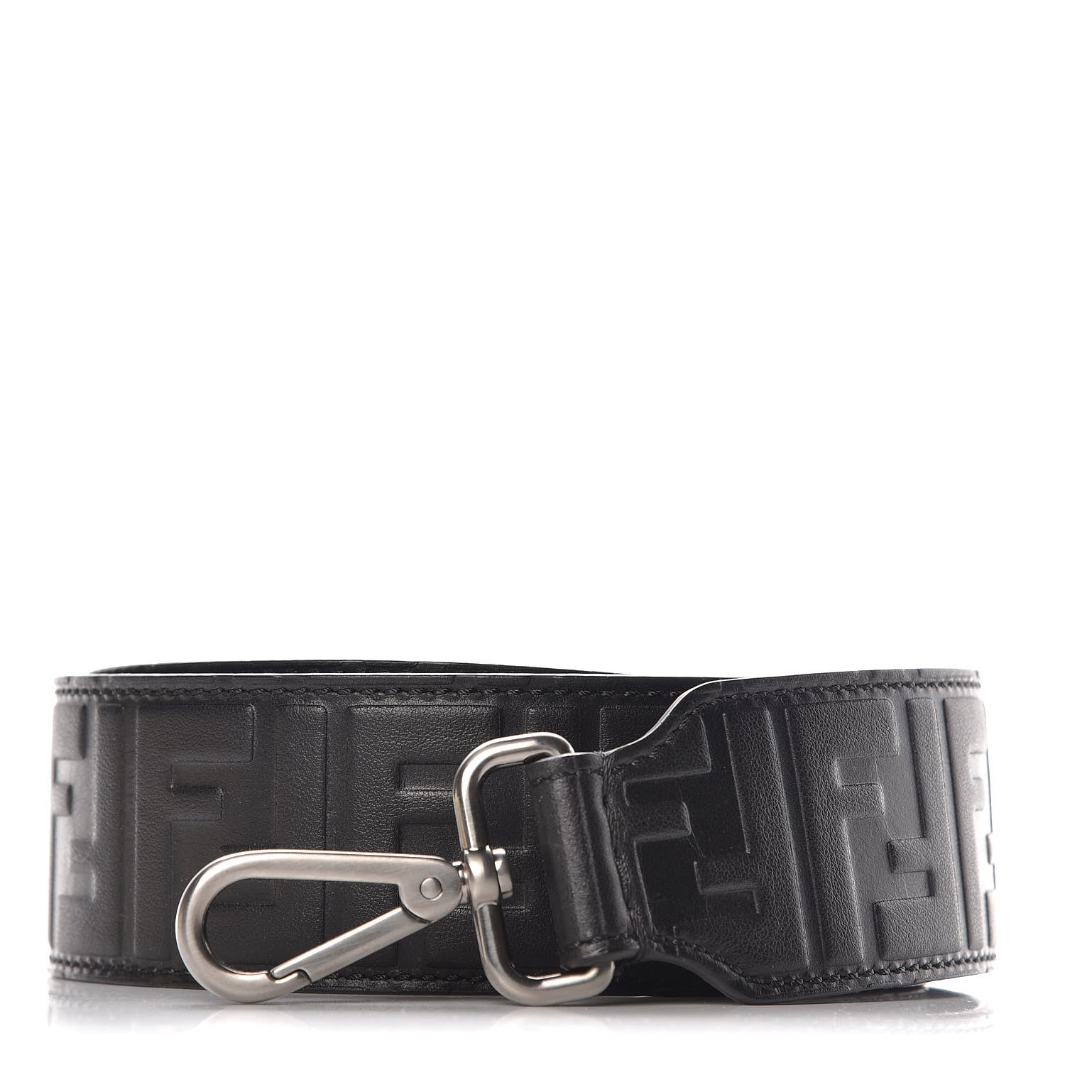 Fendi Calfskin FF 1974 Embossed Strap You Black 1 of 4