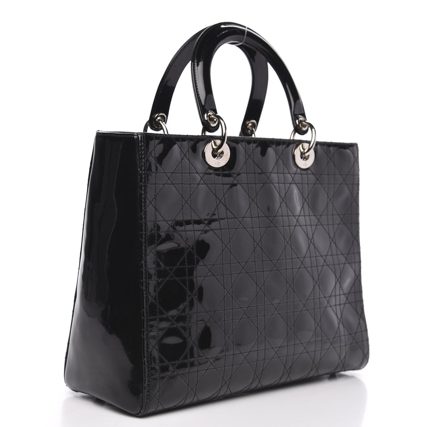 Patent Cannage Stitched Large Lady Dior Black