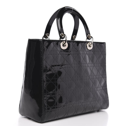 Christian Dior Patent Cannage Stitched Large Lady Dior Black 3 of 10