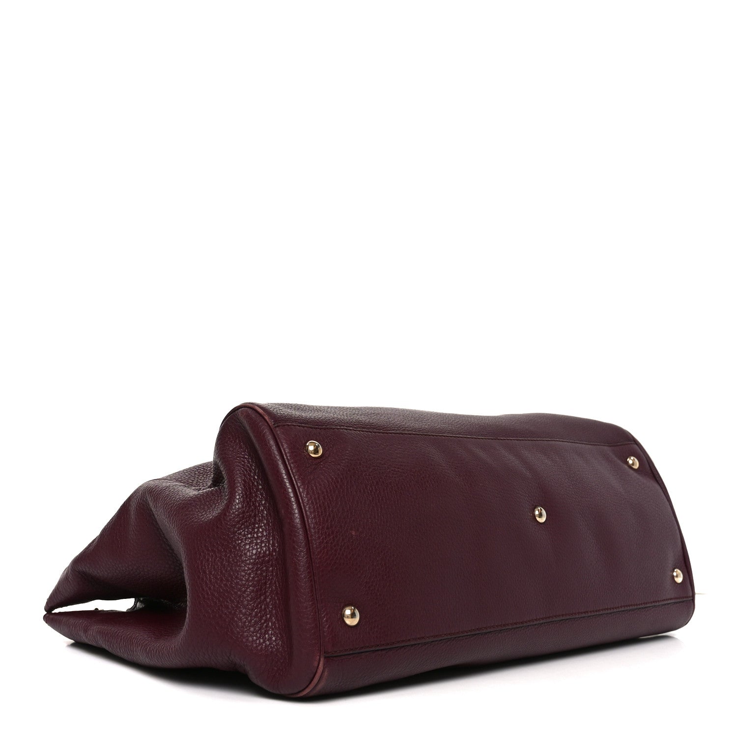Gucci Pebbled Calfskin Large Bamboo Shopper Tote Burgundy 4 of 14