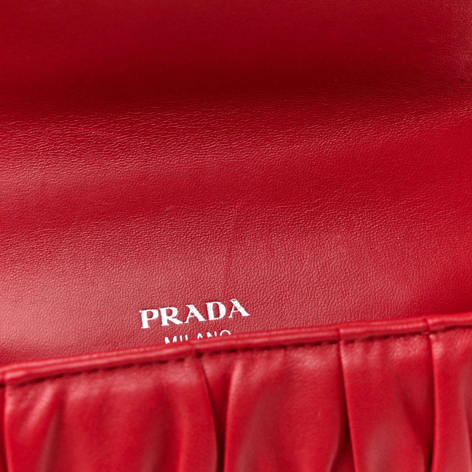 Prada Nappa Gaufre Small Chain Flap Shoulder Bag Fuoco 14 of 14