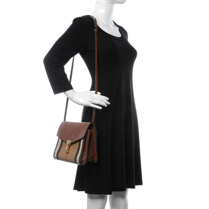 Burberry Derby Calfskin House Check Small Macken Crossbody Bag Tan 2 of 13