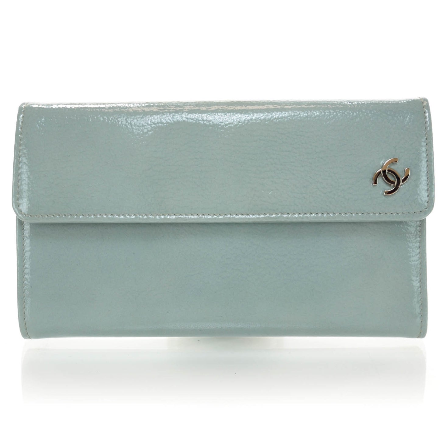 Patent Large Flap Wallet Blue