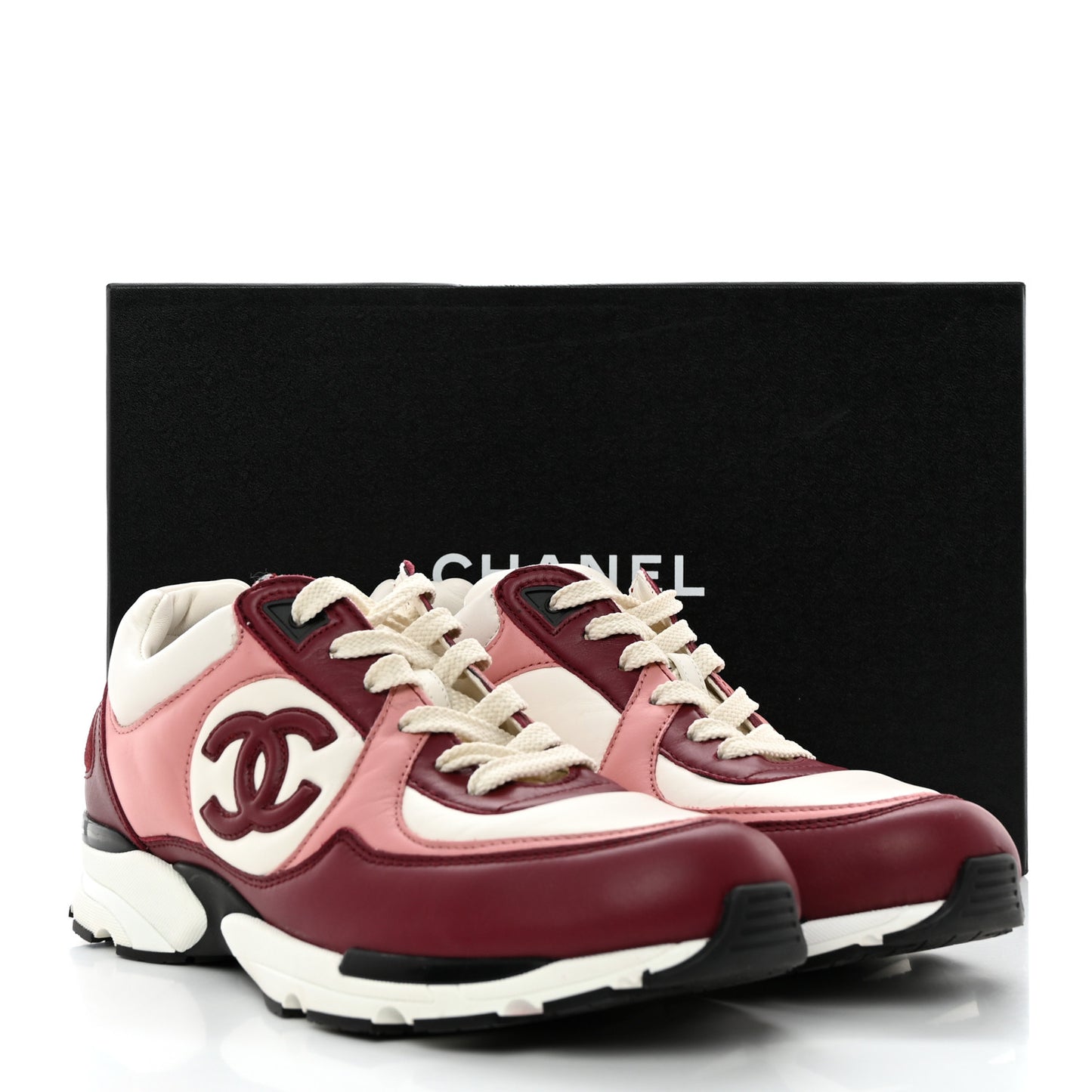 Calfskin CC Sneakers 41 Light Burgundy White Pink
