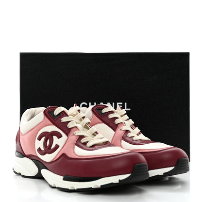 Chanel Calfskin CC Sneakers 41 Light Burgundy White Pink 12 of 12