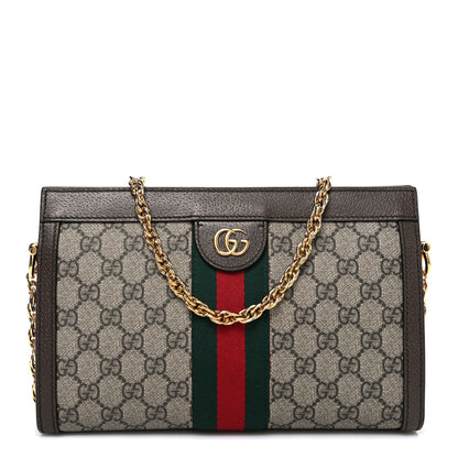 Gucci GG Supreme Monogram Web Small Ophidia Chain Shoulder Bag Brown 1 of 10