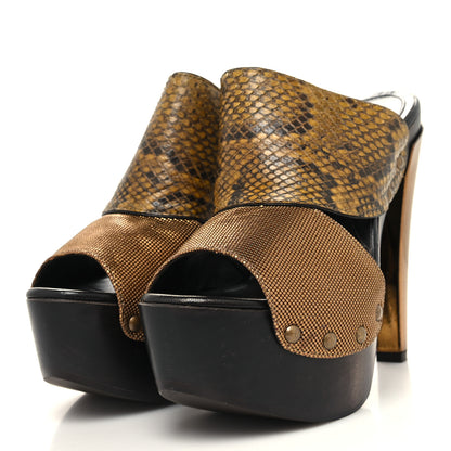 Fendi Snakeskin Calfskin Platform Sandals 36 Bronze 3 of 11
