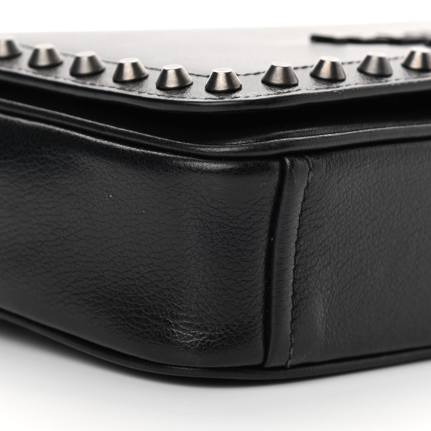 Prada Glace Calfskin Studded Crossbody Black 9 of 12