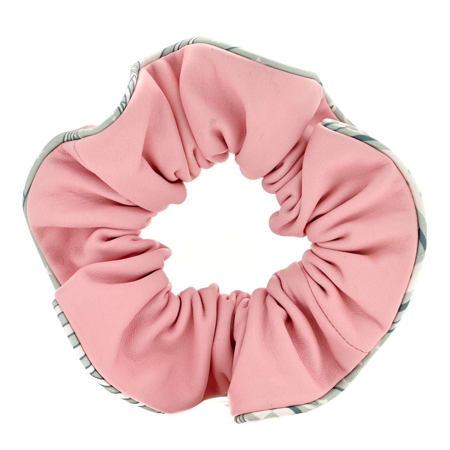 Nappa Silk Sangles en Zigzag Bandana Claudia Scrunchie Rose Sakura Vert D'eau