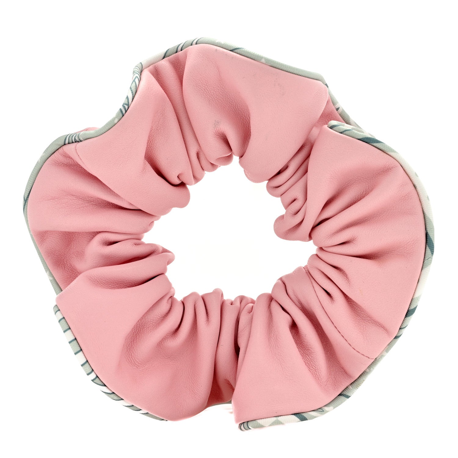 Hermes Nappa Silk Sangles en Zigzag Bandana Claudia Scrunchie Rose Sakura Vert D'eau 2 of 3