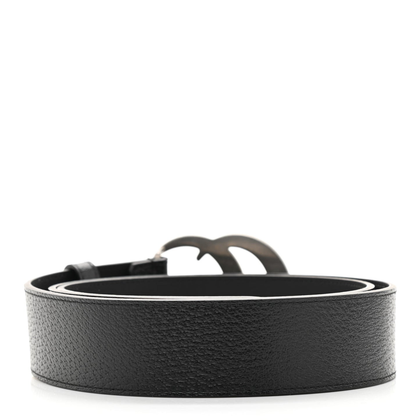 Textured Dollar Calfskin Nickel Double G 40mm Belt 105 42 Black