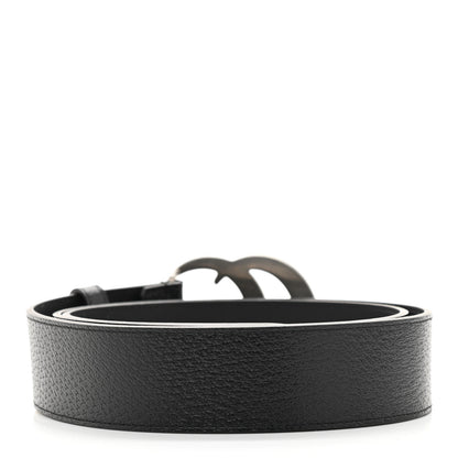 Gucci Textured Dollar Calfskin Nickel Double G 40mm Belt 105 42 Black 2 of 5