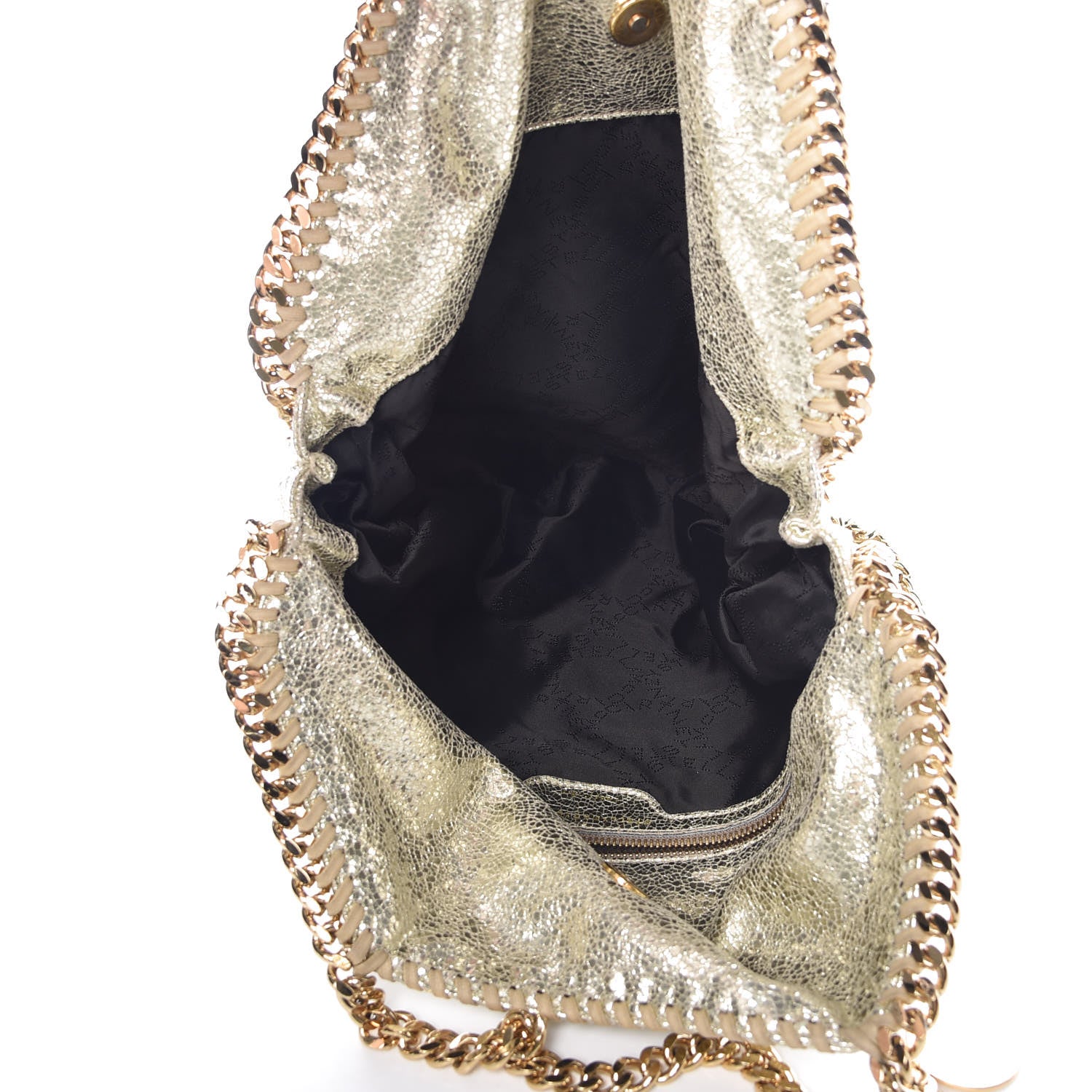 Stella McCartney Metallic Crackle Shaggy Deer Falabella Fold Over Tote Gold 6 of 15