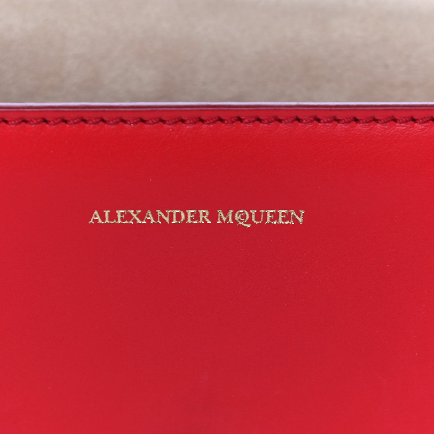Calfskin Small Insignia Chain Flap Red
