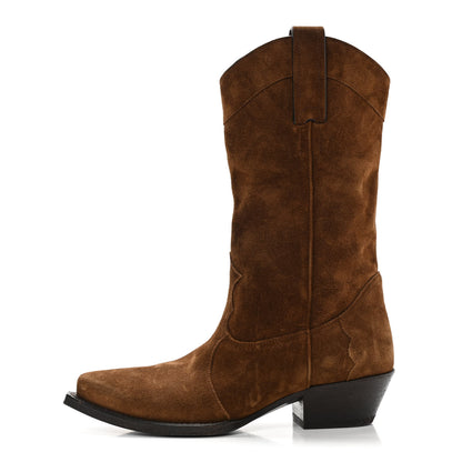 Saint Laurent Suede Houston Cowboy Boots 37 Brown 1 of 10