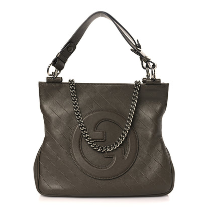 Gucci Sakai Be Green Calfskin Diagonal Stitched Small Blondie Tote Craclet Brown 1 of 9