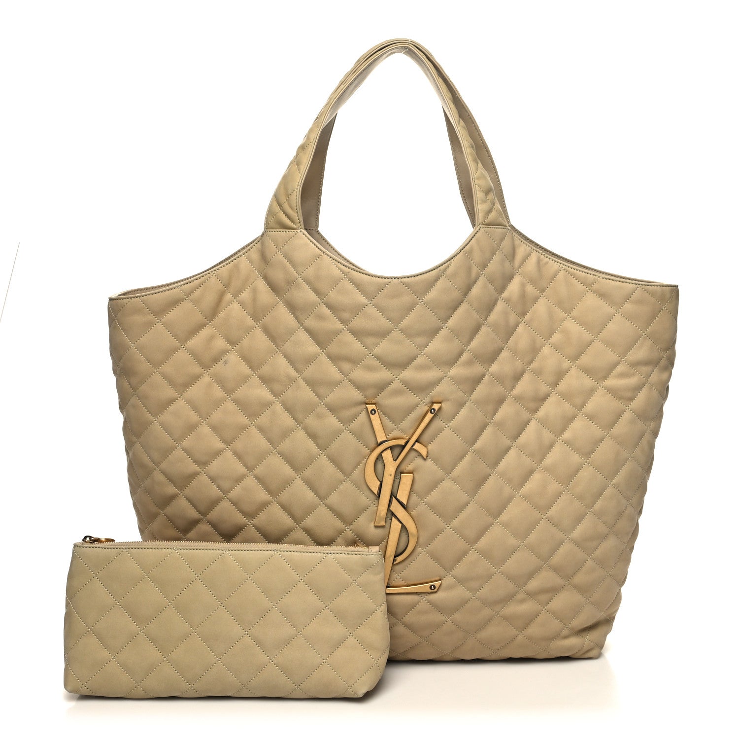 Saint Laurent Nubuck Suede Quilted Maxi Icare Shopping Tote Beige 1 of 13