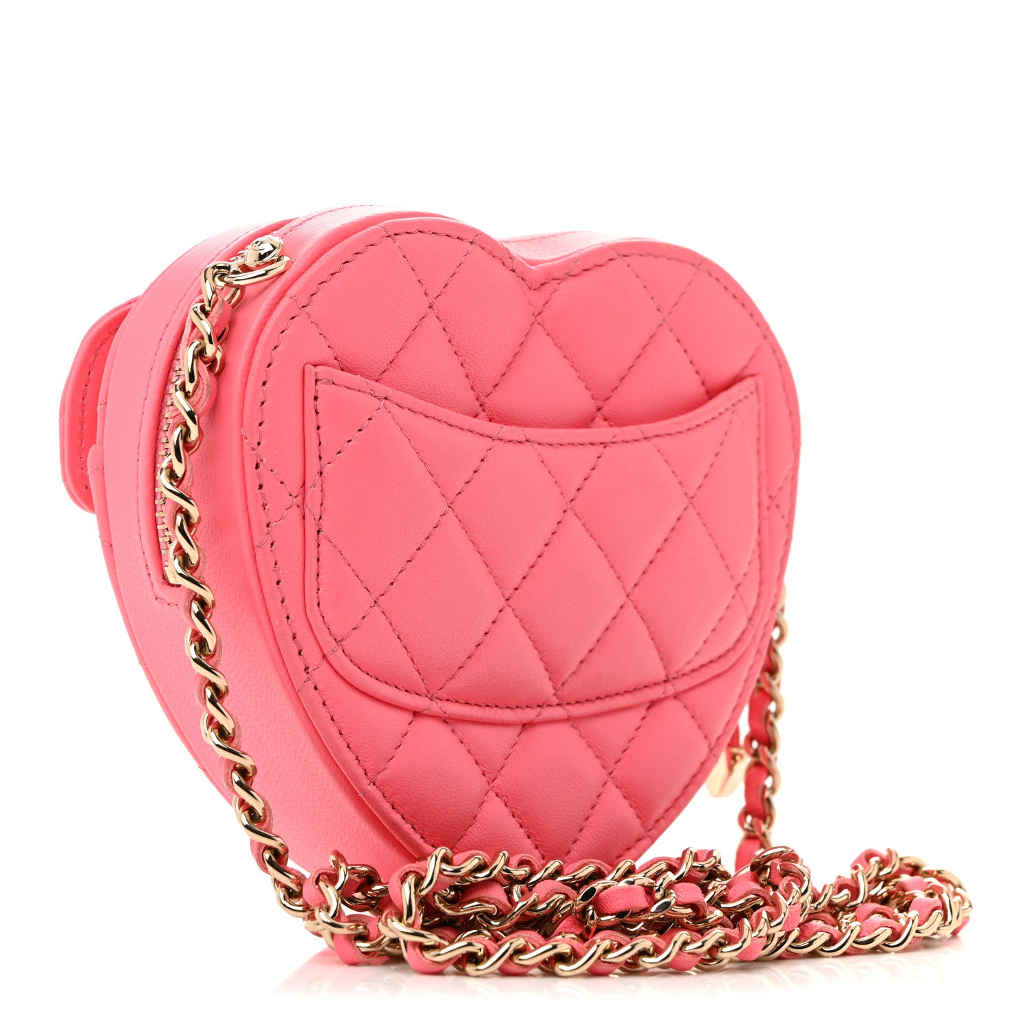 Chanel Lambskin Quilted CC In Love Heart Clutch With Chain Pink 3 of 13