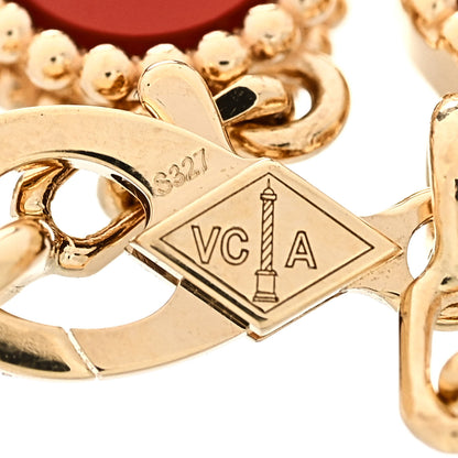 Van Cleef & Arpels 18K Yellow Gold Carnelian 5 Motifs Vintage Alhambra Bracelet 3 of 4