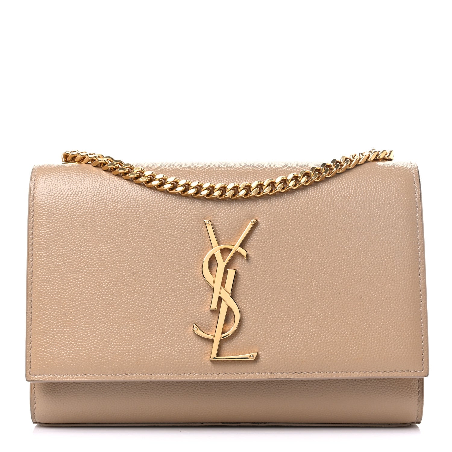 Saint Laurent Grain De Poudre Small Monogram Kate Satchel Dark Beige 1 of 12